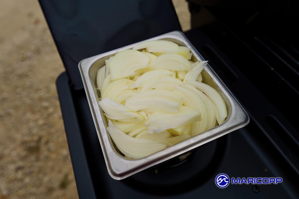 Sauteeing onions on the grill